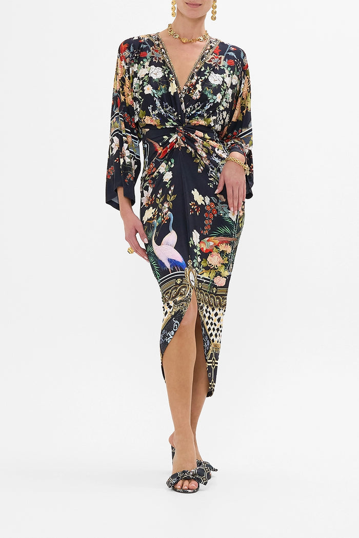 CAMILLA | PALACIO POETRY LONG SPLIT FRONT TWIST JERSEY DRESS