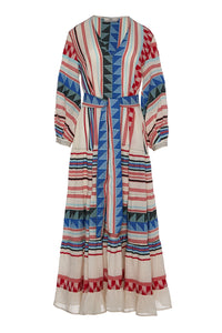 DEVOTION TWINS |  ARIANA LONG DRESS BLUE/RED 306G