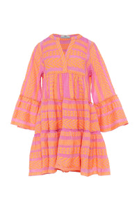 DEVOTION TWINS | ELLA SHORT DRESS NEON ORANGE/FUSCHIA 319.3G