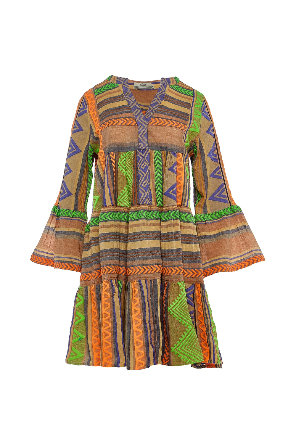 DEVOTION TWINS | ELLA SHORT DRESS GREEN/ORANGE 342G