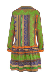 DEVOTION TWINS | KLEOPATRA SHORT DRESS GREEN/ORANGE 344G