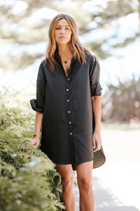 ARYELE | LARA SHIRT DRESS - BLACK