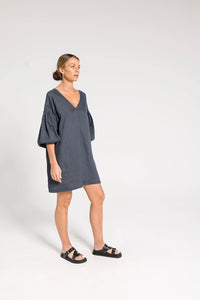 ARYELE | NINA PLEAT SLEEVE DRESS - OCEAN