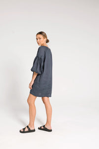 ARYELE | NINA PLEAT SLEEVE DRESS - OCEAN