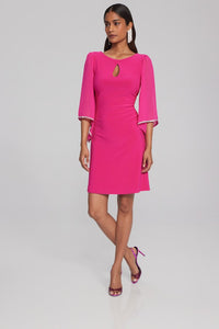 JOSEPH RIBKOFF | Silky Knit Shift Dress with Chiffon Sleeves Pink