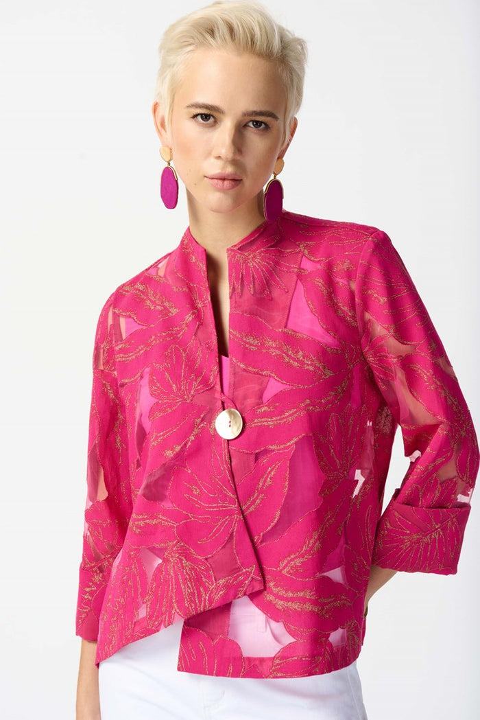 JOSEPH RIBKOFF | Jacquard Tropical Print Swing Jacket