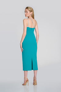 JOSEPH RIBKOFF | Scube Crepe One-Shoulder Sheath Dress Ocean