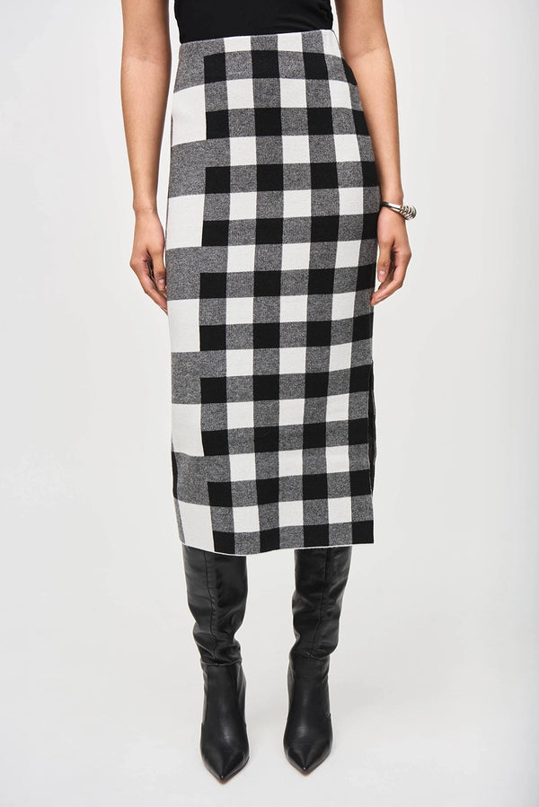 JOSEPH RIBKOFF | Plaid Jacquard Knit Skirt 243947