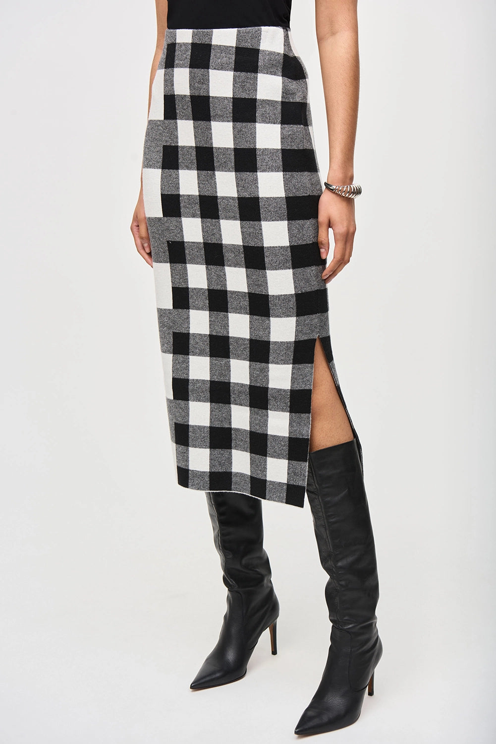 JOSEPH RIBKOFF | Plaid Jacquard Knit Skirt 243947