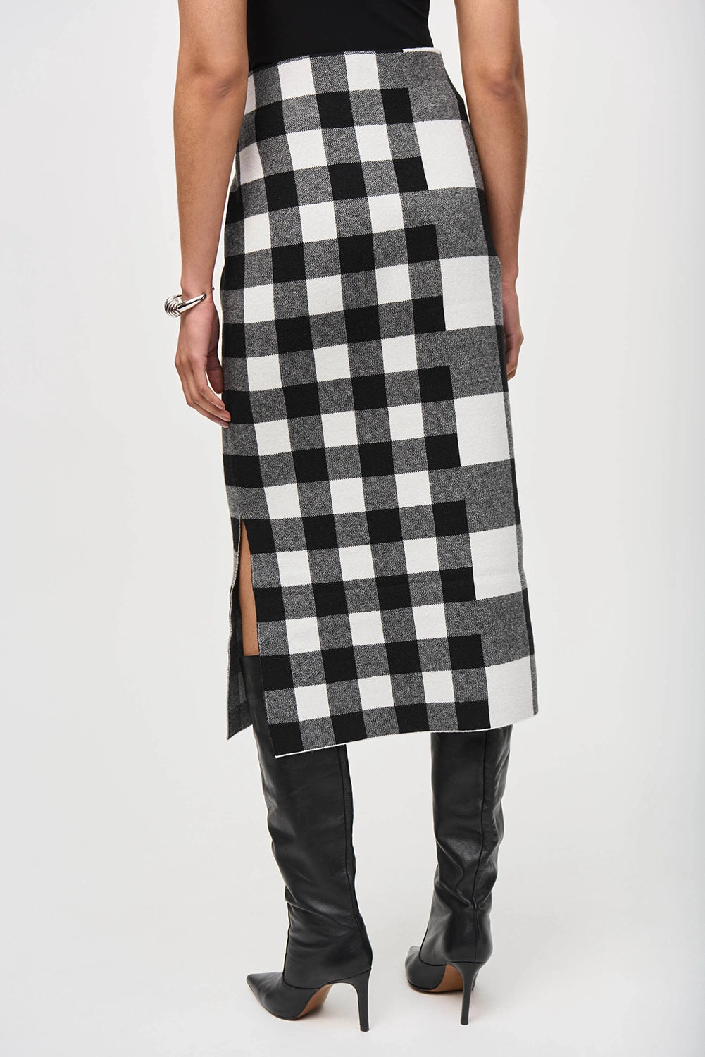 JOSEPH RIBKOFF | Plaid Jacquard Knit Skirt 243947