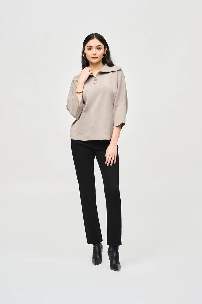 JOSEPH RIBKOFF | Jacquard Zipped Collar Sweater 243954