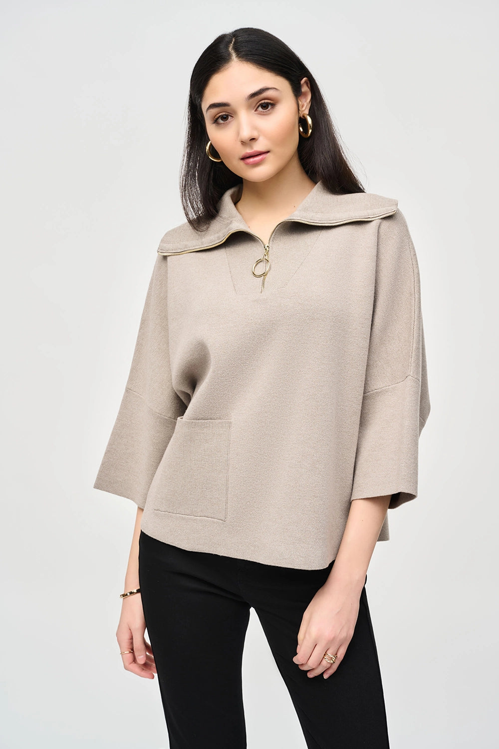 JOSEPH RIBKOFF | Jacquard Zipped Collar Sweater 243954