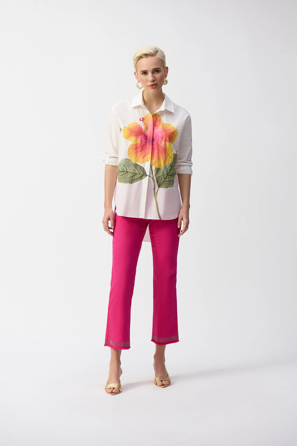 Joseph Ribkoff | Classic Straight - Leg Jean With Frayed Hem - Geranium