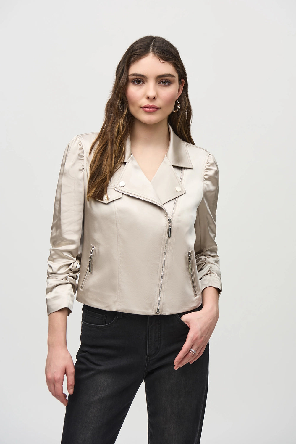 JOSEPH RIBKOFF| SATIN MOTO JACKET 244903