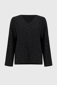 JOSEPH RIBKOFF | Sequined Sweater Knit Boxy Top 244921