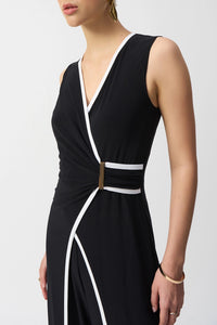 Joseph Ribkoff | Silky Knit Sleeveless Culotte Jumpsuit in Black/Vanilla