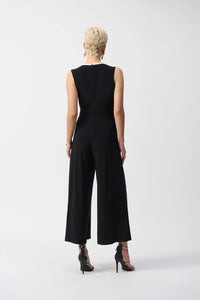 Joseph Ribkoff | Silky Knit Sleeveless Culotte Jumpsuit in Black/Vanilla