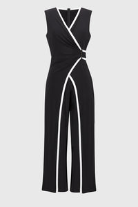 Joseph Ribkoff | Silky Knit Sleeveless Culotte Jumpsuit in Black/Vanilla