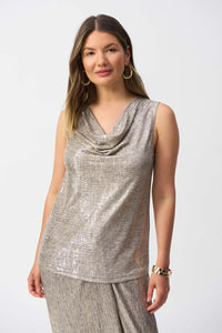 Joseph Ribkoff  | Foiled Melange Knit Sleeveless Top 251081