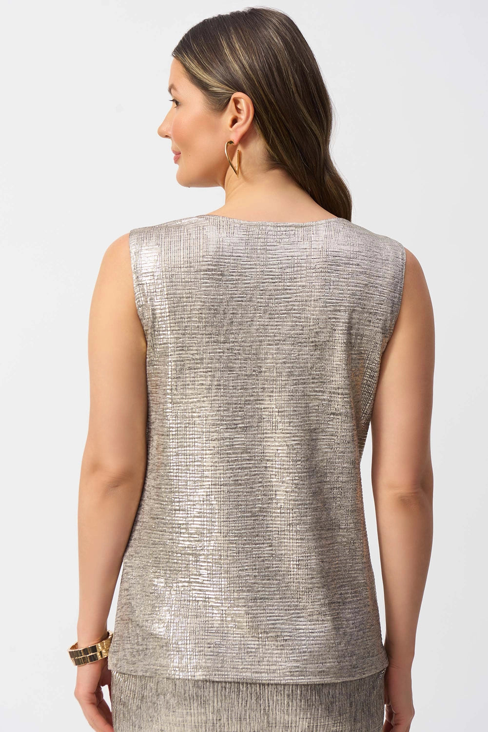 Joseph Ribkoff  | Foiled Melange Knit Sleeveless Top 251081