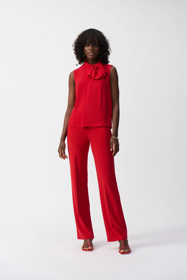 Joseph Ribkoff | Georgette Sleeveless Top With Bow Collar in Radiant Red