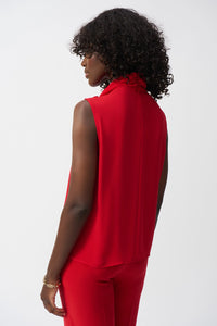 Joseph Ribkoff | Georgette Sleeveless Top With Bow Collar in Radiant Red