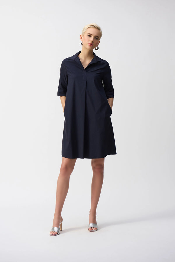 Joseph Ribkoff | Stretch Poplin Trapeze Dress in Midnight Blue