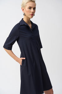 Joseph Ribkoff | Stretch Poplin Trapeze Dress in Midnight Blue