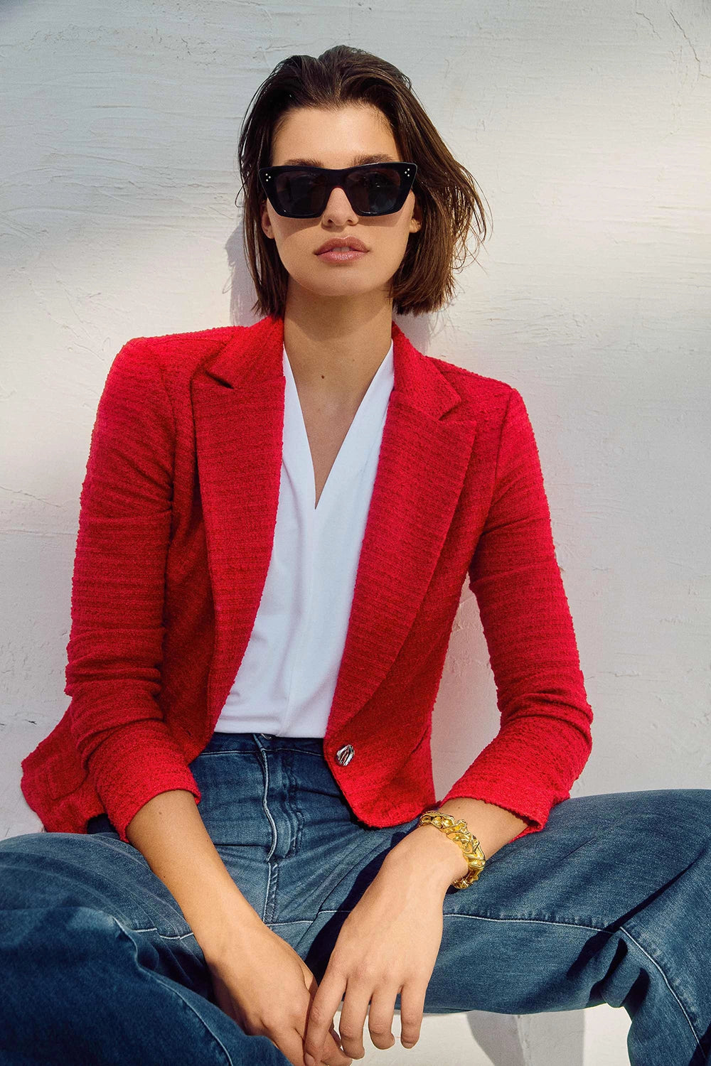 Joseph Ribkoff | Bouclé Fitted Blazer in Radiant Red