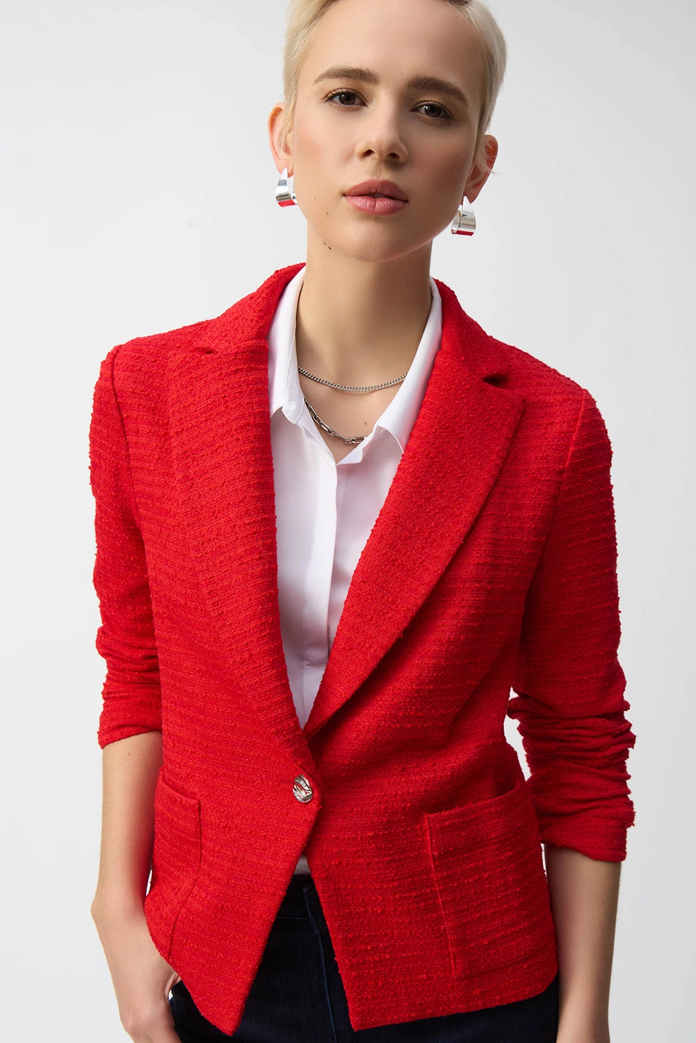 Joseph Ribkoff | Bouclé Fitted Blazer in Radiant Red