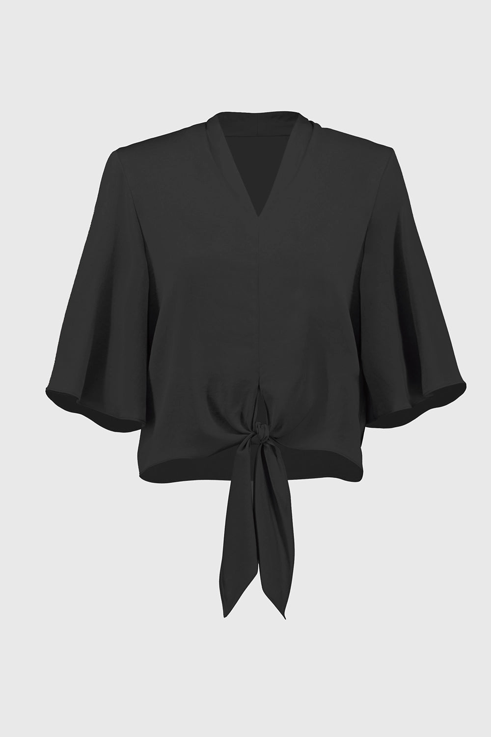 Joseph Ribkoff | Satin V-Neck Top with Front Tie in Black