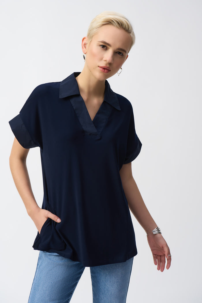 JOSEPH RIBKOFF |  Memory Boxy Top Navy 251290