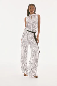 Joseph Ribkoff | Signature | Satin Dot Print Belted Wide Leg Pants