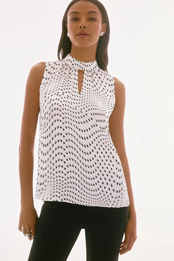 Joseph Ribkoff | Signature | Satin Dot Print Sleeveless Top