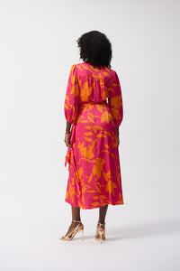 JOSEPH RIBKOFF | Satin Floral Print Wrap Dress 251906