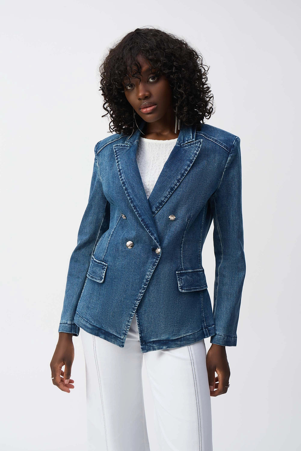 Joseph Ribkoff | Stretch Denim Double-Breasted Blazer 251962