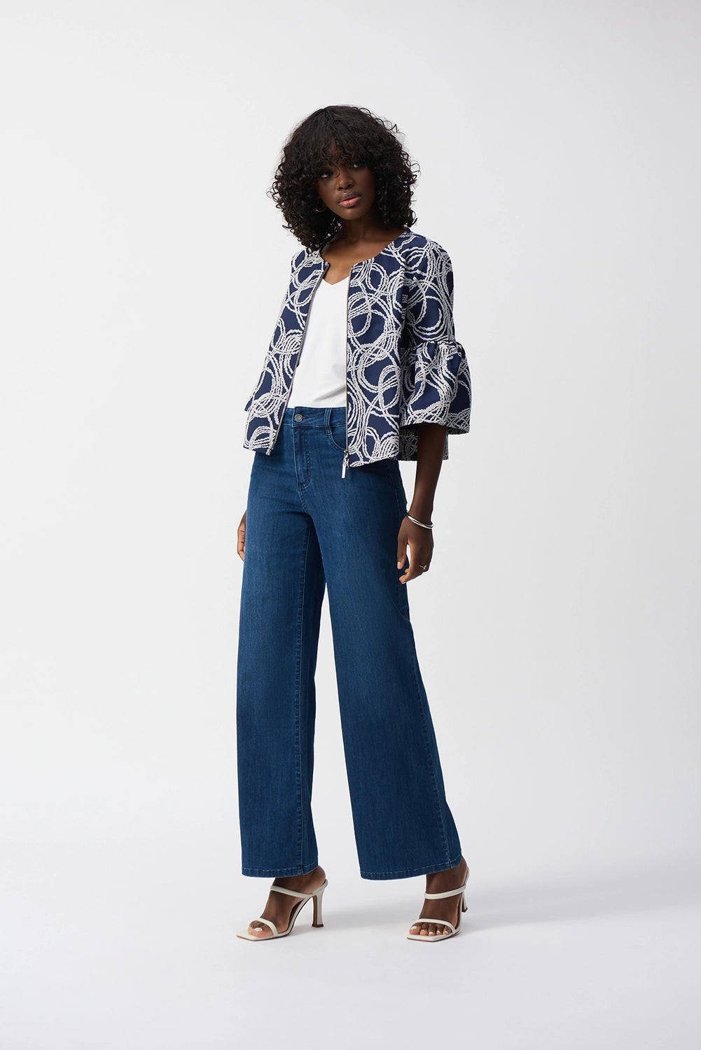 Joseph Ribkoff | Goldie | Classic Wide-Leg Stretch Jeans in Denim Medium Blue