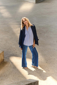 Joseph Ribkoff | Goldie | Classic Wide-Leg Stretch Jeans in Denim Medium Blue