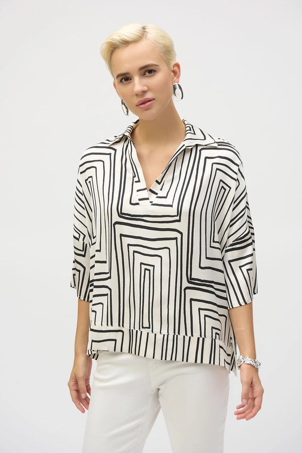 Joseph Ribkoff Satin Geometric Print Boxy Top 252060