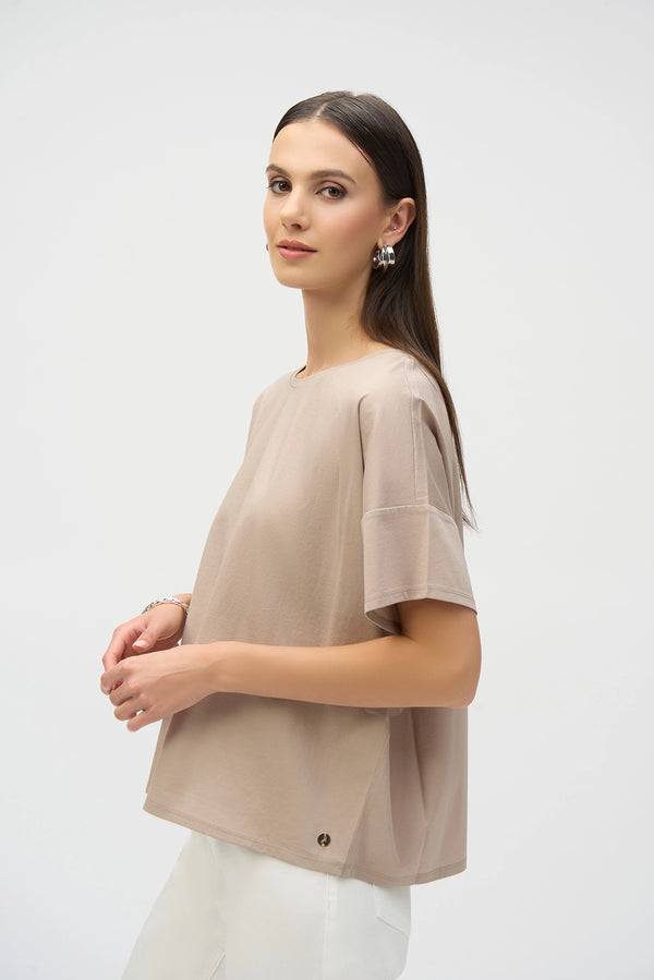 Joseph Ribkoff Organic Cotton Boxy T-Shirt in Dune 252900