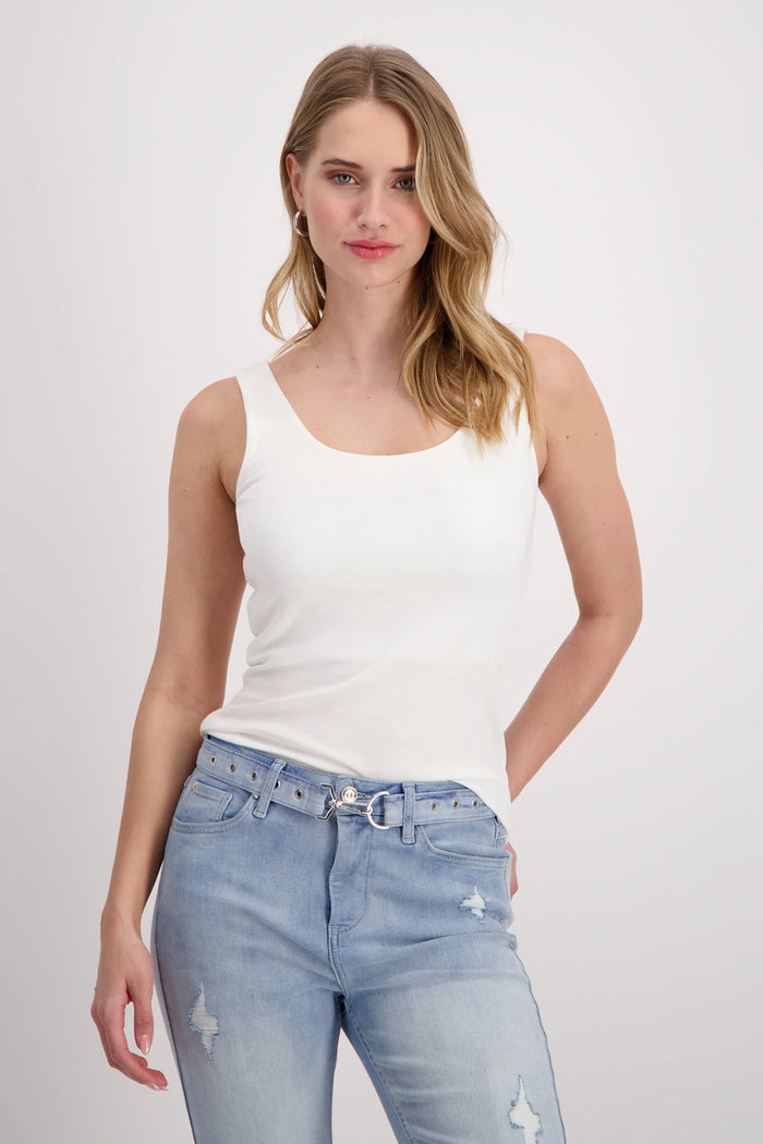 MONARI | Round Neck Top in Off White 408349