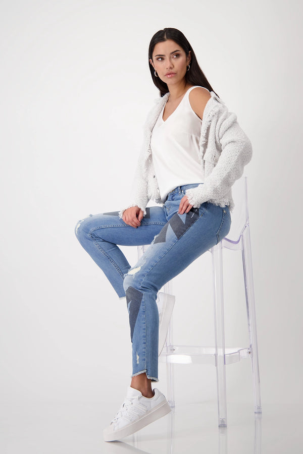 MONARI | Round Neck Blouse in Off White 408412