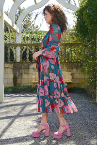 COOP | AFTERNOON V Dress Green & Pink