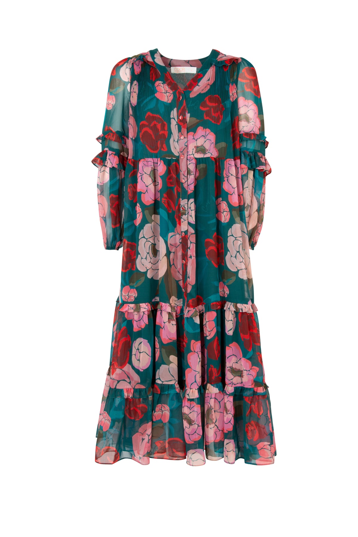 COOP | AFTERNOON V Dress Green & Pink