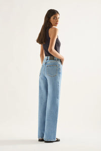 Outland Denim Ellie Super High Wide Leg Jean/Era Blue