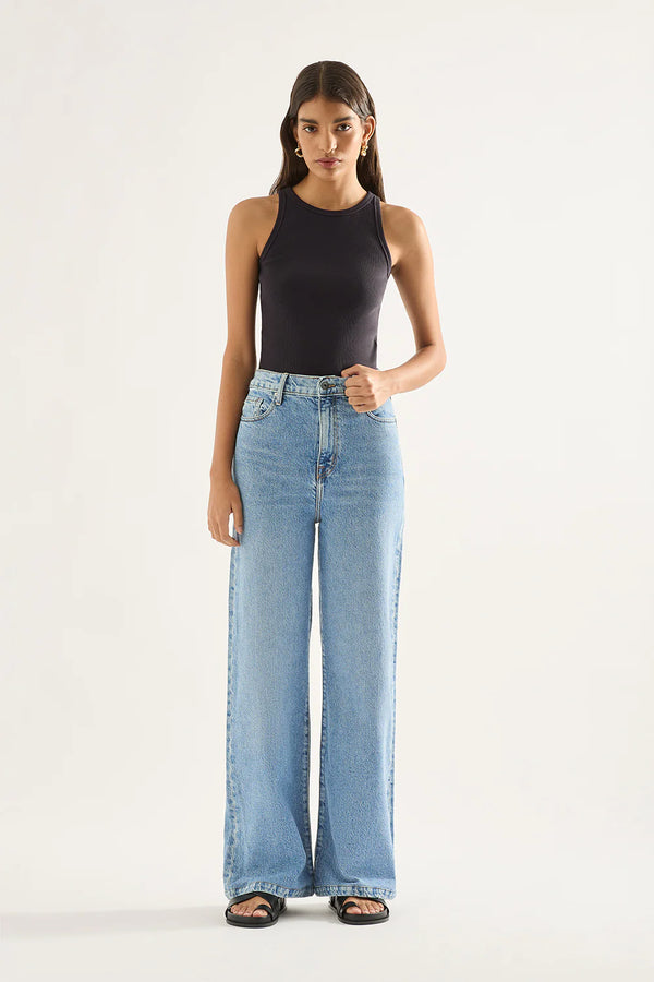 Outland Denim Ellie Super High Wide Leg Jean/Era Blue