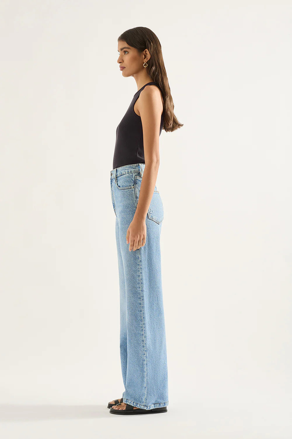 Outland Denim Ellie Super High Wide Leg Jean/Era Blue