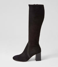 MOLLINI | Sari Black Stretch Microsuede Knee High Boots