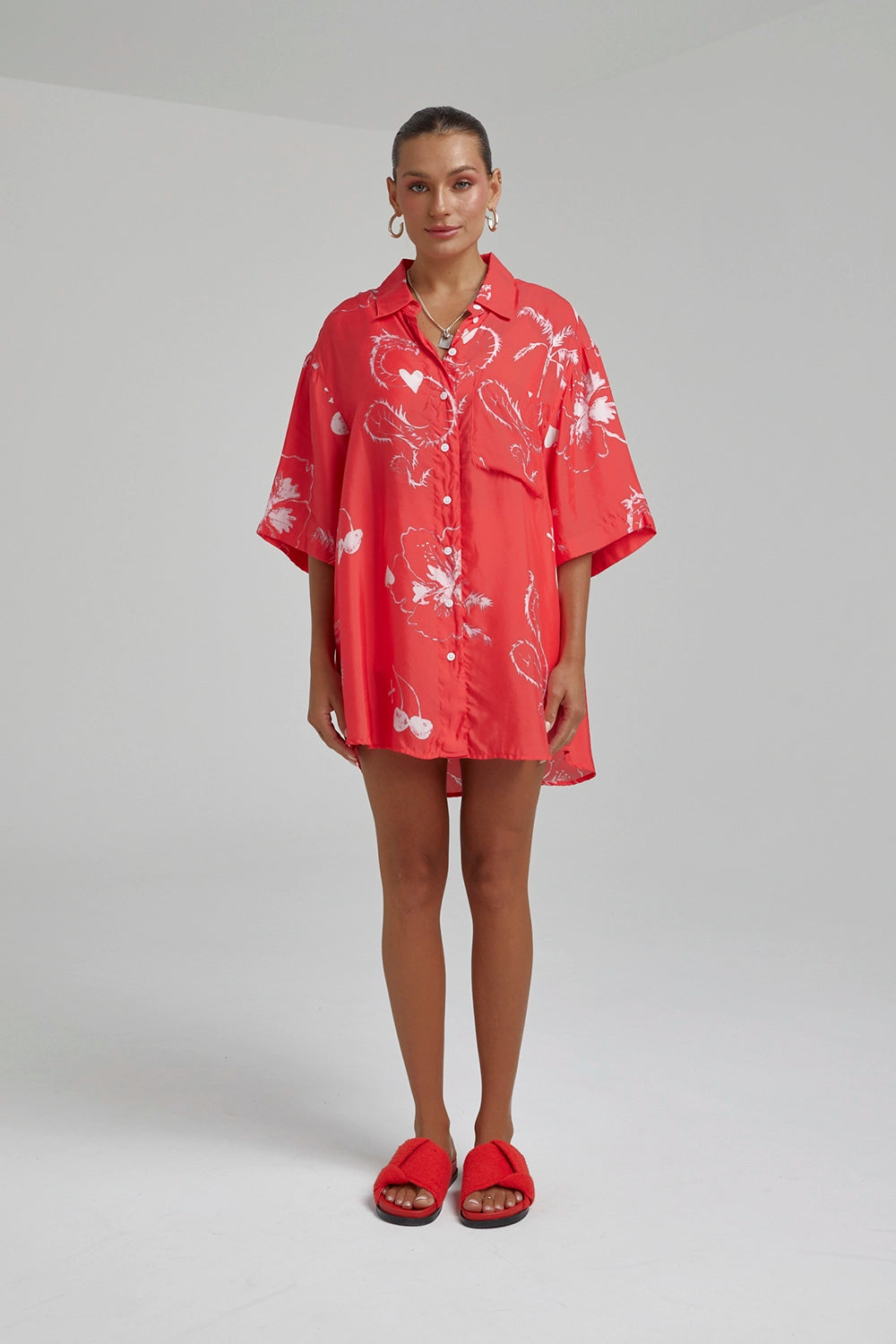 SUMMI SUMMI | CUPRO BIG SHIRT RED DRAGON OF HEARTS