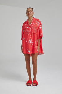 SUMMI SUMMI | CUPRO BIG SHIRT RED DRAGON OF HEARTS